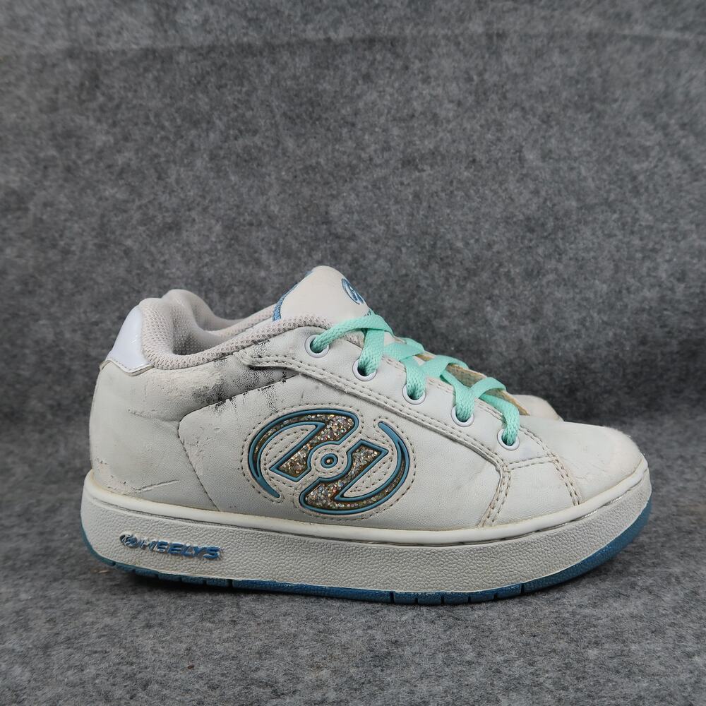 Heelys Shoes Kids Boys 2 Girls 3 Wheeled Sneakers Casual Skate Retro White Blue
